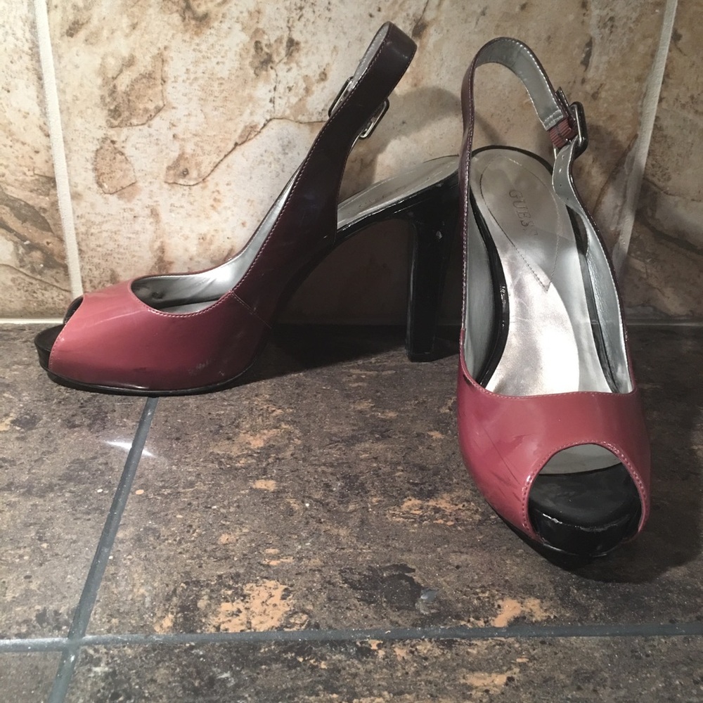 Guess Patent Purple Ombré Open Toe Slingback